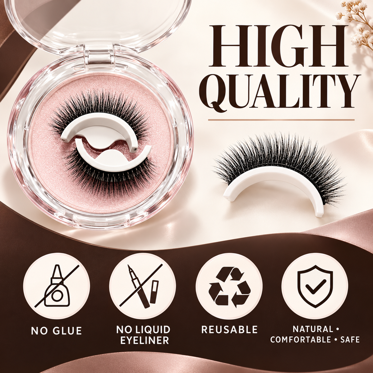 Reusable Self-Adhesive Eyelashes – No-Glue Natural False Lashes