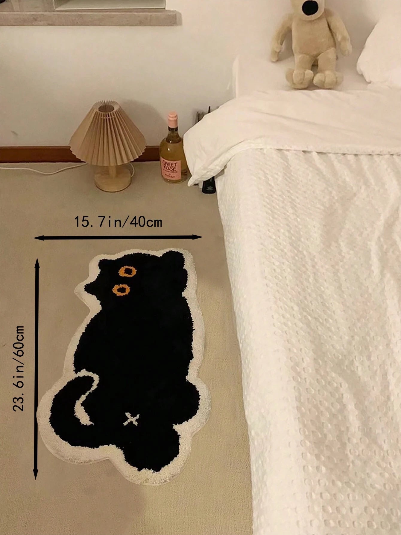 Cute Cat Pattern Floor Mat 40X60cm (15.7X23.6inch), Soft Plush Non-Slip Water Absorbent Bath Mat For Bathroom, Bedroom, Living Room, Kitchen, Entryway, Washable, New Arrival Autumn Season, Halloween Decoration